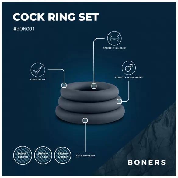 Boners - Penisschlingenset - 3 Stück (grau)