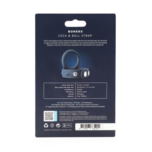 Boners Strap L - Penis- und Hodenring in einem (grau)
