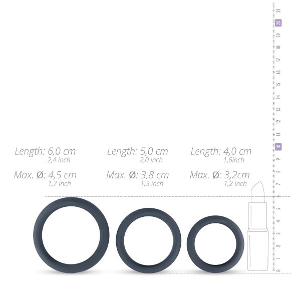 Boners - Silikon Penisringe Set - 3 St. (grau)