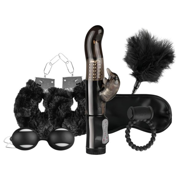 LoveBoxxx I Love Black - Vibratorisches Bondage-Set (6-teilig)