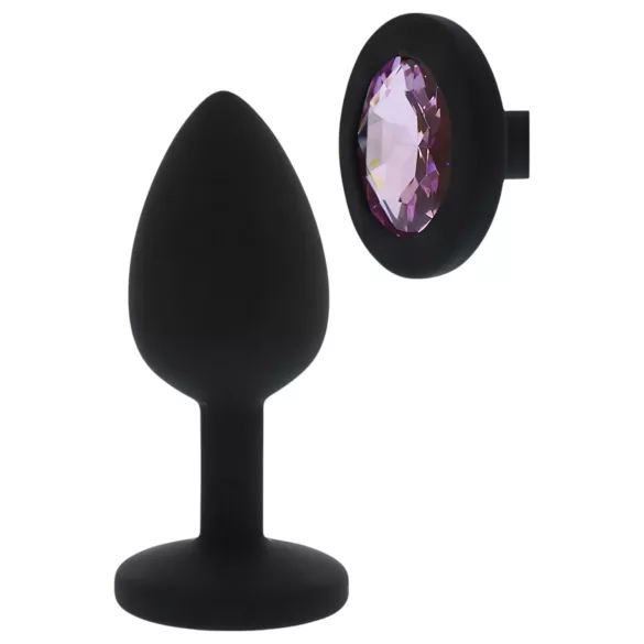 All time Favorites - Silikon Analplug mit lila Stein (schwarz)