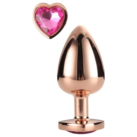 Gleaming Love - Aluminium Plug mit herzförmigem Stein - M (Roségold)