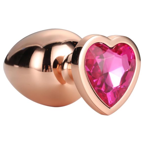 Gleaming Love - Aluminium Plug mit herzförmigem Stein - M (Roségold)