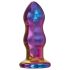 Glamour Glass - Wellenförmiger, bunter Analvibrator mit Radiofunktion