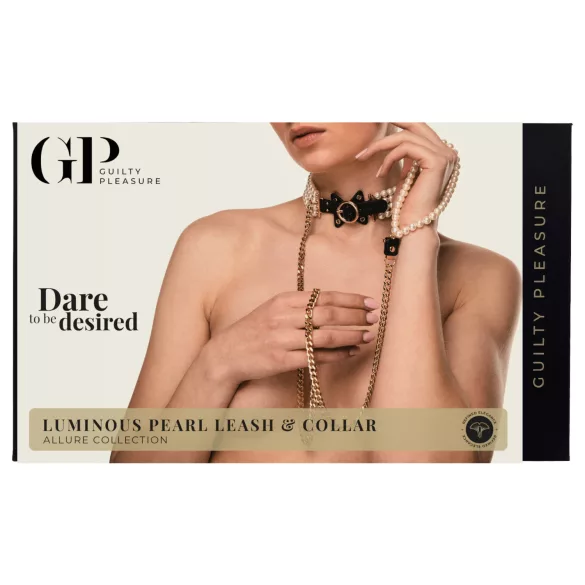 Allure - Perlenhalsband mit Leine (schwarz)