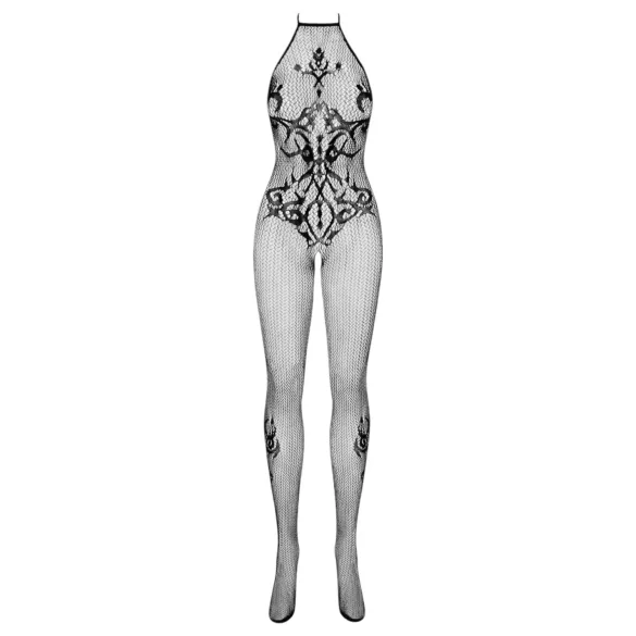 Obsessive G308 - gemustertes Neckholder Netz-Overall - Schwarz (S-L)