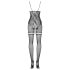 Obsessive F213 - Blumiges Netz-Overall - Schwarz (S-L)