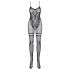 Obsessive F213 - Blumiges Netz-Overall - Schwarz (S-L)