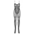 Obsessive F213 - Blumen-Netzoverall - Schwarz (S-L)