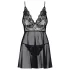 Obsessive Idillia - leichtes, spitzenbesetztes Nachtkleid und String (schwarz)