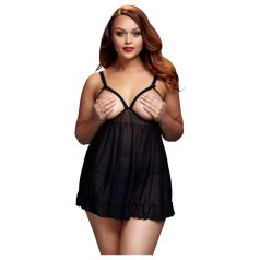   BACI Plus Size - Offenes, gepunktetes Babydoll - Schwarz (XL-XXL)