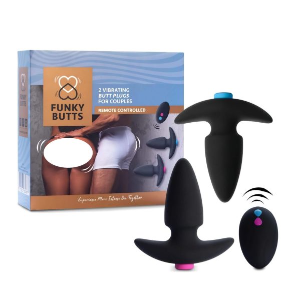 FEELZTOYS Funkybutts - Wiederaufladbares Anals-Vibrator-Set mit Fernbedienung (Schwarz)