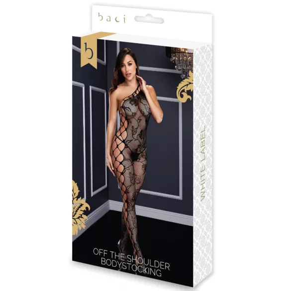 Baci - Schulterfreies Netzkleid mit Blumenmuster - Schwarz (S-L)