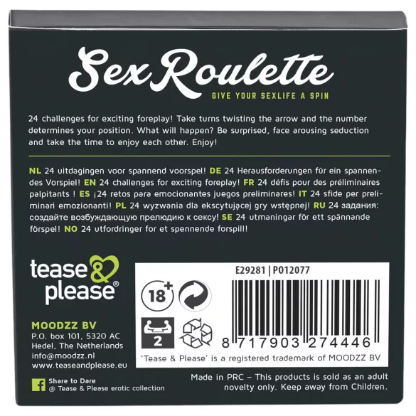 tease & please - Sexroulette Vorspiel - Roulette-Brettspiel für Paare