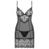 Obsessive Alluria - Spitzen-Nachthemd und Tanga (schwarz) - L/XL