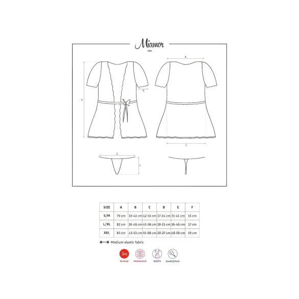 Obsessive Miamor Morgenmantel - Spitzenärmel und String (schwarz)