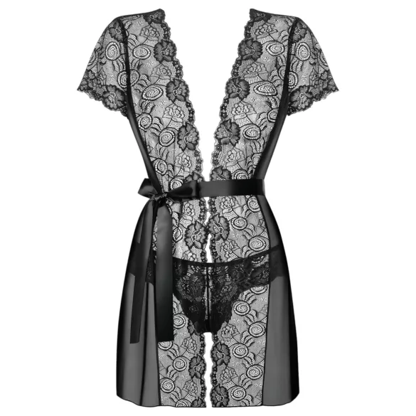 Obsessive Alluria - Spitzenkimono und Tanga (schwarz) - L/XL
