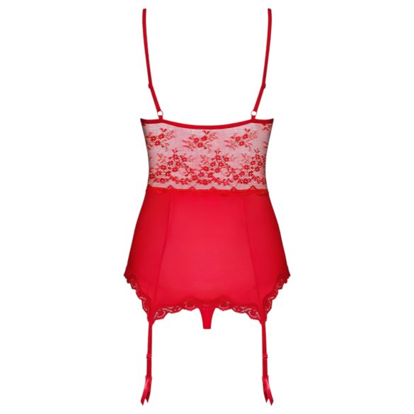 Obsessive Lovica - Spitzen-Set mit Strumpfhalter und Tanga (rot)