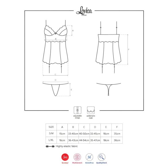 Obsessive Lovica - Spitzen-Set mit Strumpfhalter und Tanga (rot)