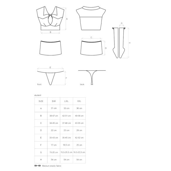 Obsessive Schülerin - Schulmädchenkostüm Set (5-teilig)