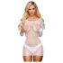 Lapdance Bühne - Langarm-Netz Minikleid (Weiß) - S-L