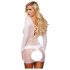 Lapdance Bühne - Langarm-Netz Minikleid (Weiß) - S-L