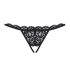 Obsessive 831-THC-1 - Offener Spitzen-Tanga mit Schleife (Schwarz) - L/XL