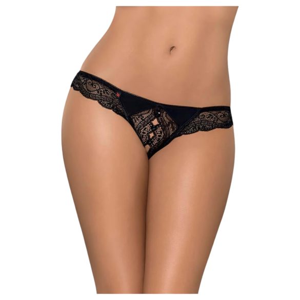 Obsessive Miamor - Verführerischer offener Spitzenstring für Damen (schwarz) - XXL