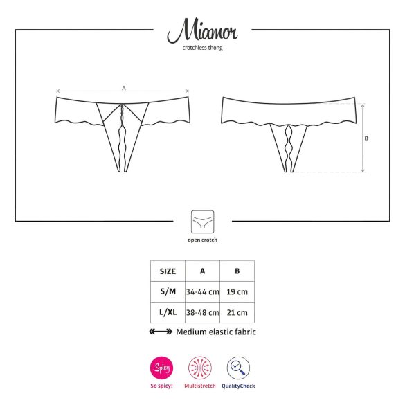 Obsessive Miamor - Steinverzierte, offene Damen-Spitzenstring (schwarz) - XXL