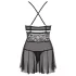 Obsessive 838-BAB-1 - transparenter, spitzen Babydoll-Set (schwarz) - 2XL/3XL