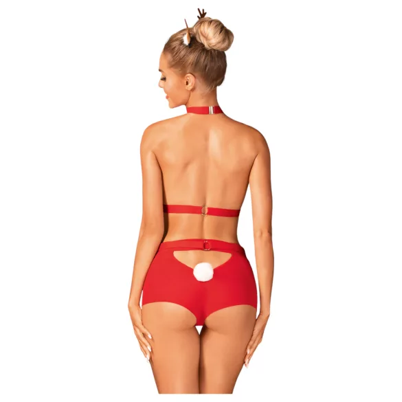 Obsessive Ms Reindy - Damen Rentier-Kostümset (2-teilig) - Rot - M/L