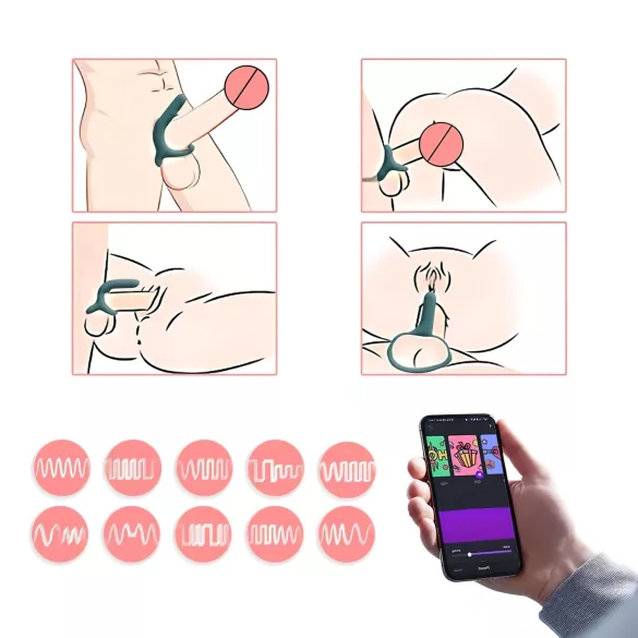Magic Motion Rise - App-gesteuerter Vibrations-Penisring für Männer (grün)